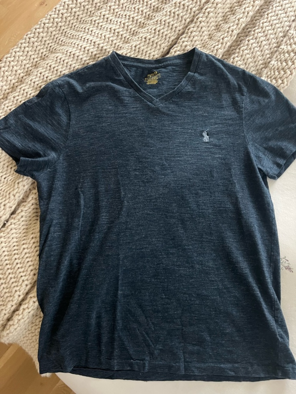 Polo by Ralph Lauren Navy V-Neck Tee with Yellow Label